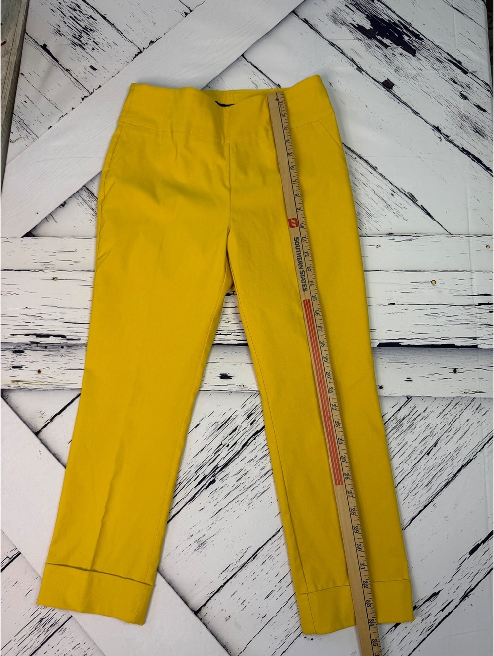 Vintage 7th Avenue NY Yellow Cropped Stretch Careercore Dress Pants Women Medium - Picture 2 of 8